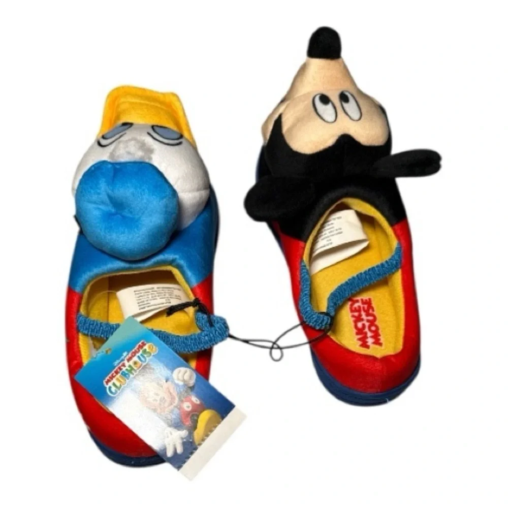 NEW! Disney Mickey & Donald Duck Kids Plush Slippers Size 11/12